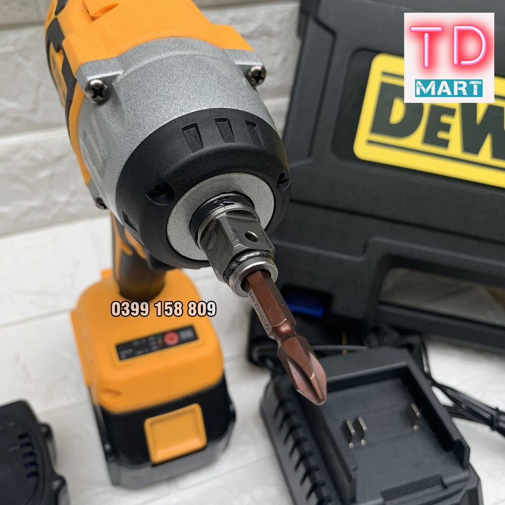 Máy Siết Bulong Dewalt 118V Không Chổi Than 2 pin 10 cell - Hàng Loại 1 có 3 đèn led