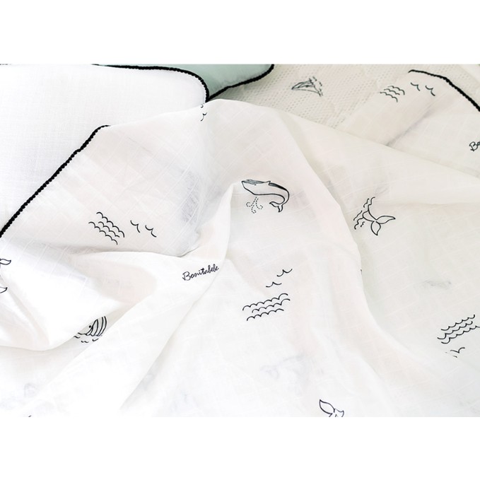 Chăn/ Mền Hè 2 lớp vải Loe mỏng nhẹ thông thoáng cho bé nhập khẩu Bonitabebe HQ