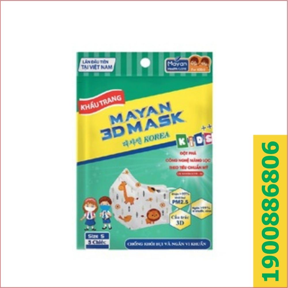 KHẨU TRANG TRẺ EM MAYAN 3D MASK KID++ - 5 CÁI