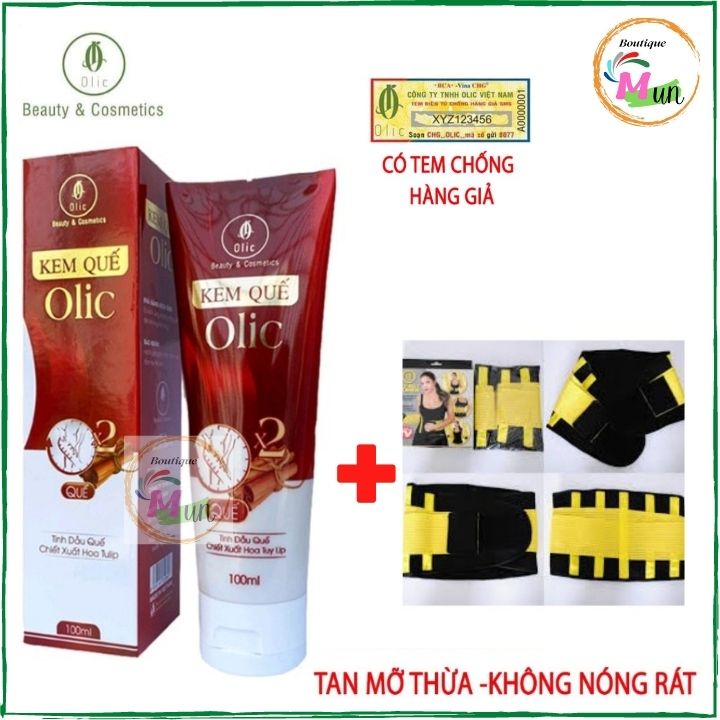 Kem tan mỡ quế Olic chính hãng - Tặng kèm đai nịt bụng - Gel tan mỡ bụng Olic