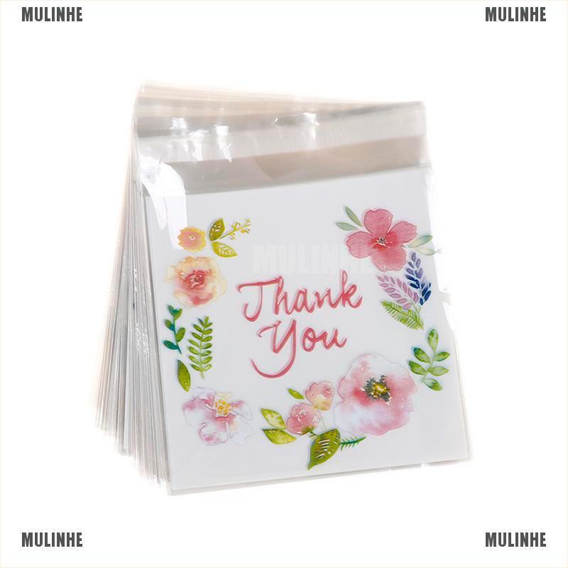 Set 100 Túi Đựng Bánh Kẹo Tự Dính In Chữ Thank You Độc Đáo