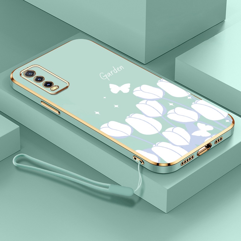 Tulip Ốp Điện Thoại Silicon Mạ Điện Họa Tiết Hoa tulip Cho vivo 2026 y20 2021 y12s 2021 y20s g y20a y12a y20i