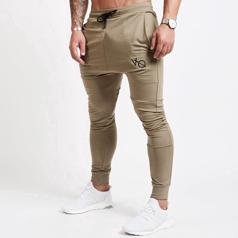 VQ Men's Cotton Sports Slim Pants Straight Tube Running Stretch Pants