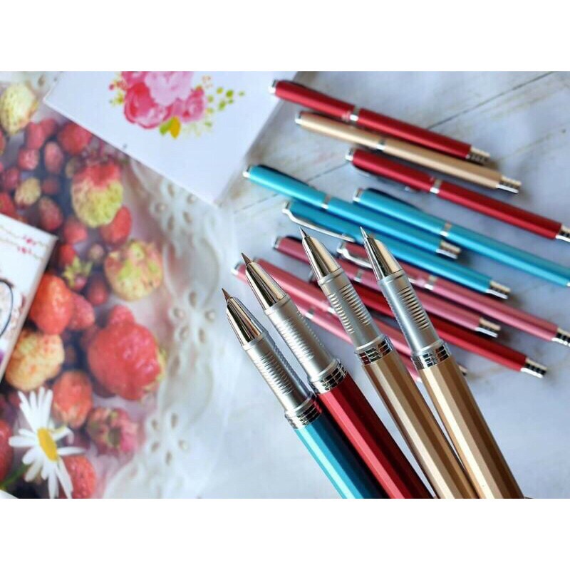 Bút máy 868 Ngòi kim tinh lá tre tự tạo thanh đậm