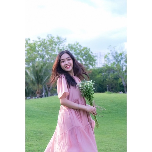 Đầm - Váy babydoll vải tơ mềm 2 lớp cộc tay xoè dài | BigBuy360 - bigbuy360.vn
