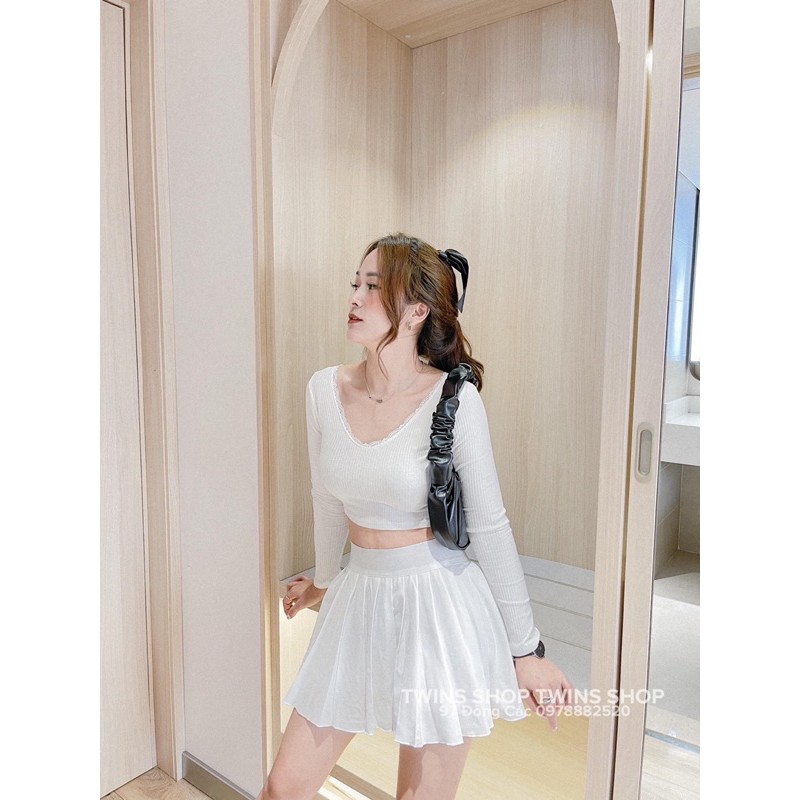 set bộ áo tennis dây lưng và chân váy xoè 2808 sz S