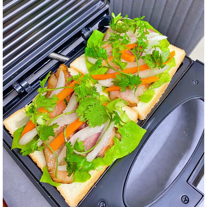 Máy Kẹp Nướng Bánh Mì, Ép Bánh Sandwich, Rán Trứng, Làm Đồ Ăn Sáng, Nướng Thịt 2 Mặt Đa Năng