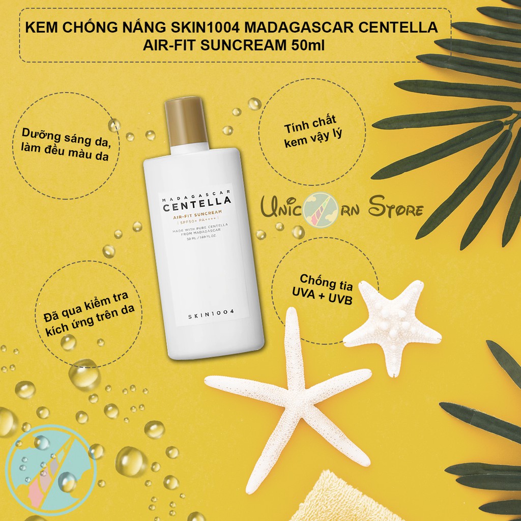 Kem Chống Nắng Dưỡng Ẩm và Ngăn Ngừa Lão Hóa Cho Da Nhạy Cảm Skin1004 Madagascar Centella Air-fit Suncream 50ml