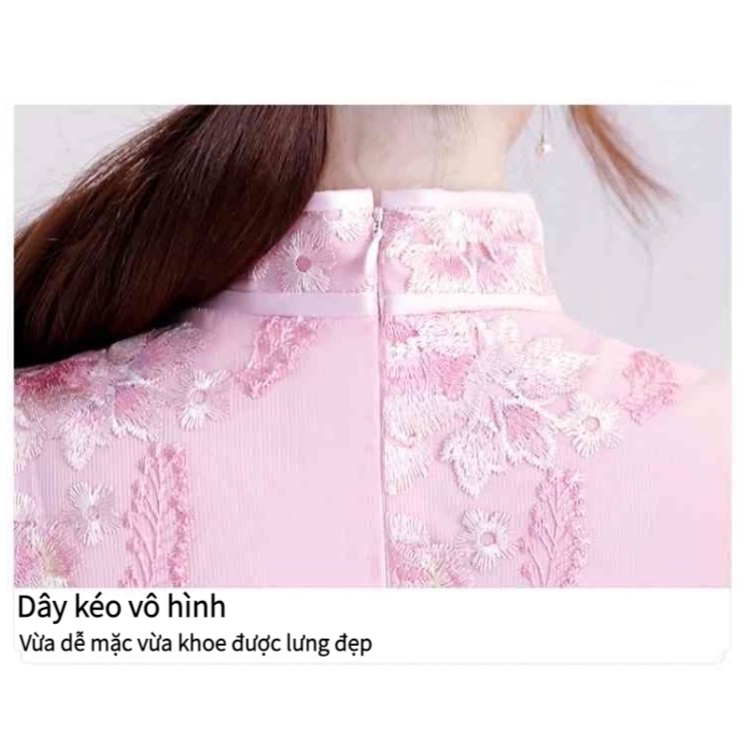 Đầm Sườn xám cách tân ngắn phong cách Trung Hoa thời trang trẻ trung