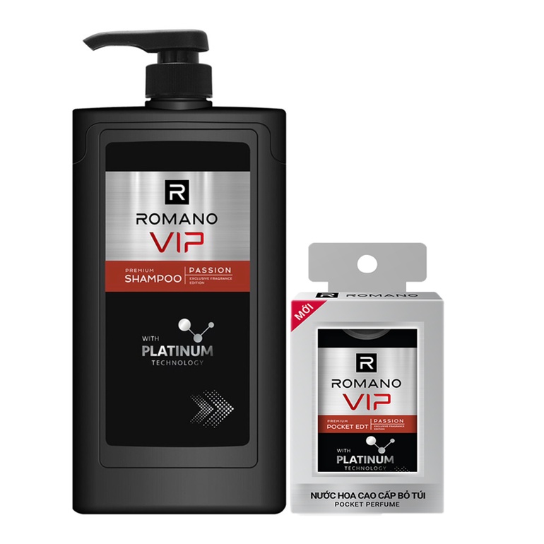 Dầu gội nước hoa cao cấp Romano Vip Passion 650ml + Nước hoa bỏ túi 18ml màu ngẫu nhiên