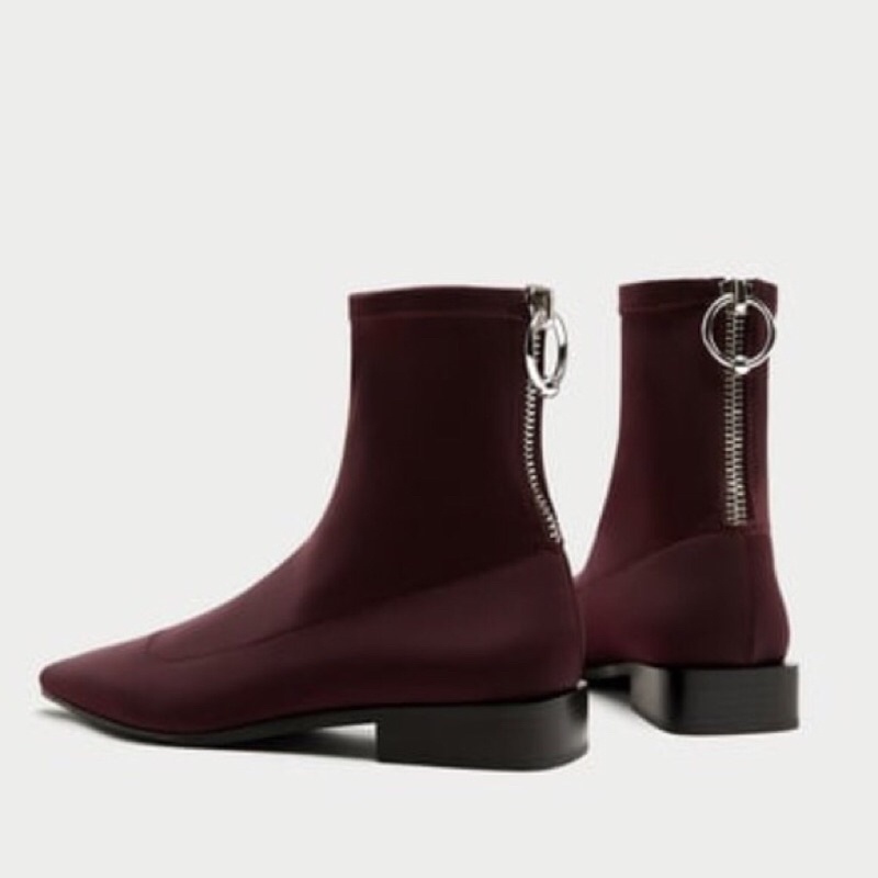 bốt zara màu đỏ mận size 38