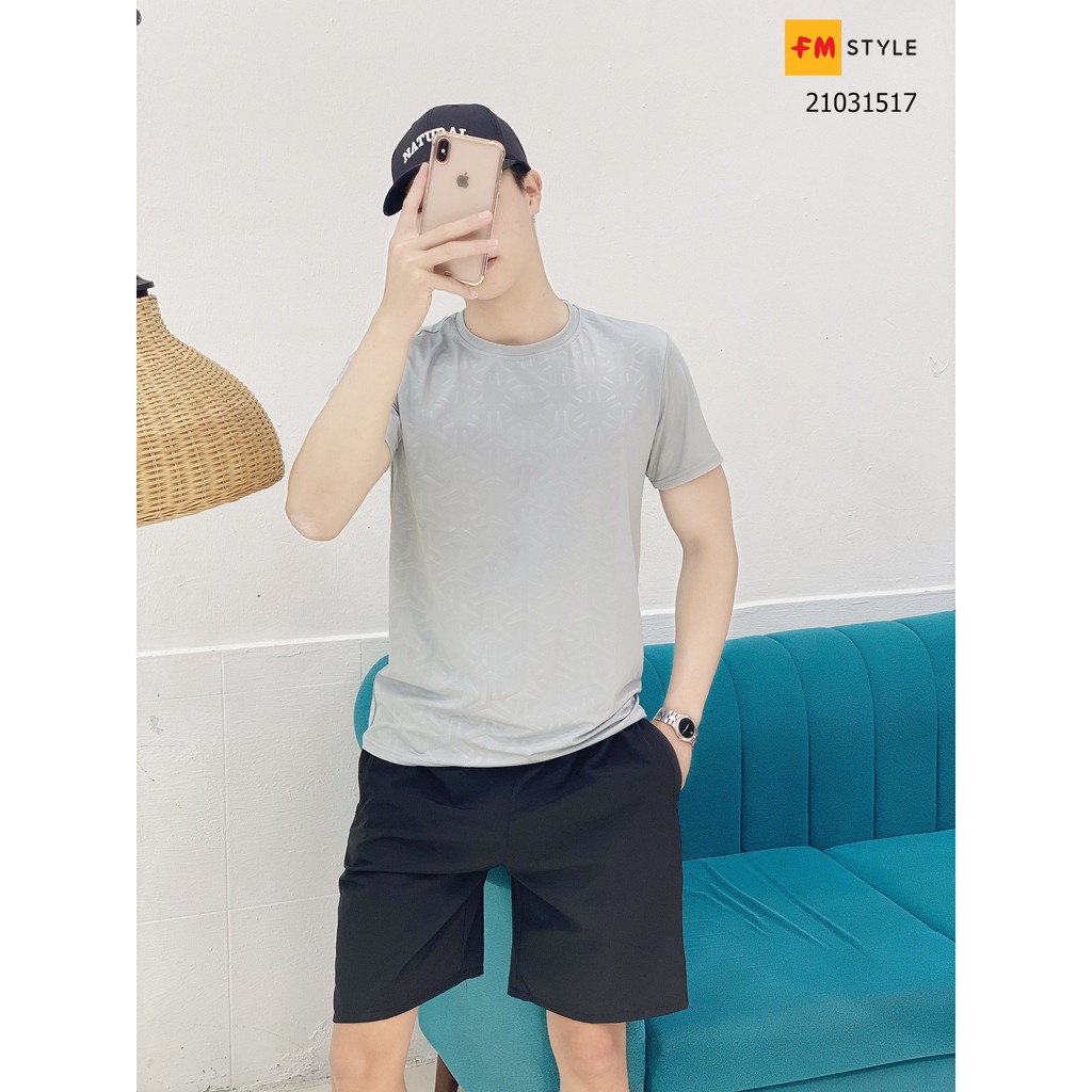 FM Style - Đồ Bộ Thể Thao Nam Mùa Hè 2021 Thun Lạnh Co Giãn 4 Chiều Vải Trơn Cổ Tròn 21031517 | BigBuy360 - bigbuy360.vn