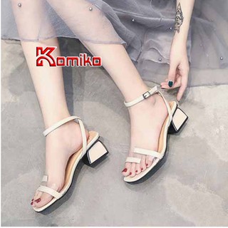 [HOT SALE] Dép sandal cao gót phối bản dây trong đế vuông - KOMIKO_shoes