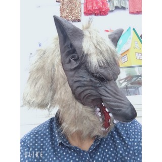 MẶT NẠ ĐẦU CHÓ SÓI CÓ LÔNG CAO CẤP
