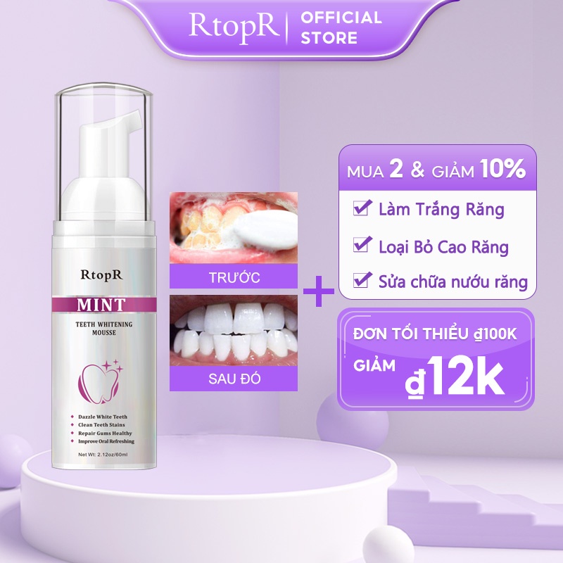 Kem Làm Trắng Răng RtopR Chiết Xuất Bạc Hà An Toàn Cho Sức Khỏe Chất Lượng Cao 60ml