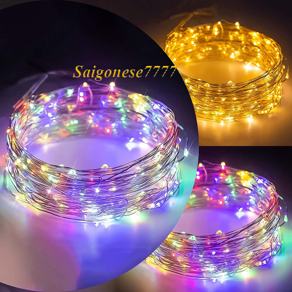 Chọn Màu-Kèm Pin AG13- Chỉnh 3 Kiểu Chớp - Đèn Led Đom Đóm Fairy Light Trang Trí Decor Quấn Cây Sân Vườn Noel Lễ Tết