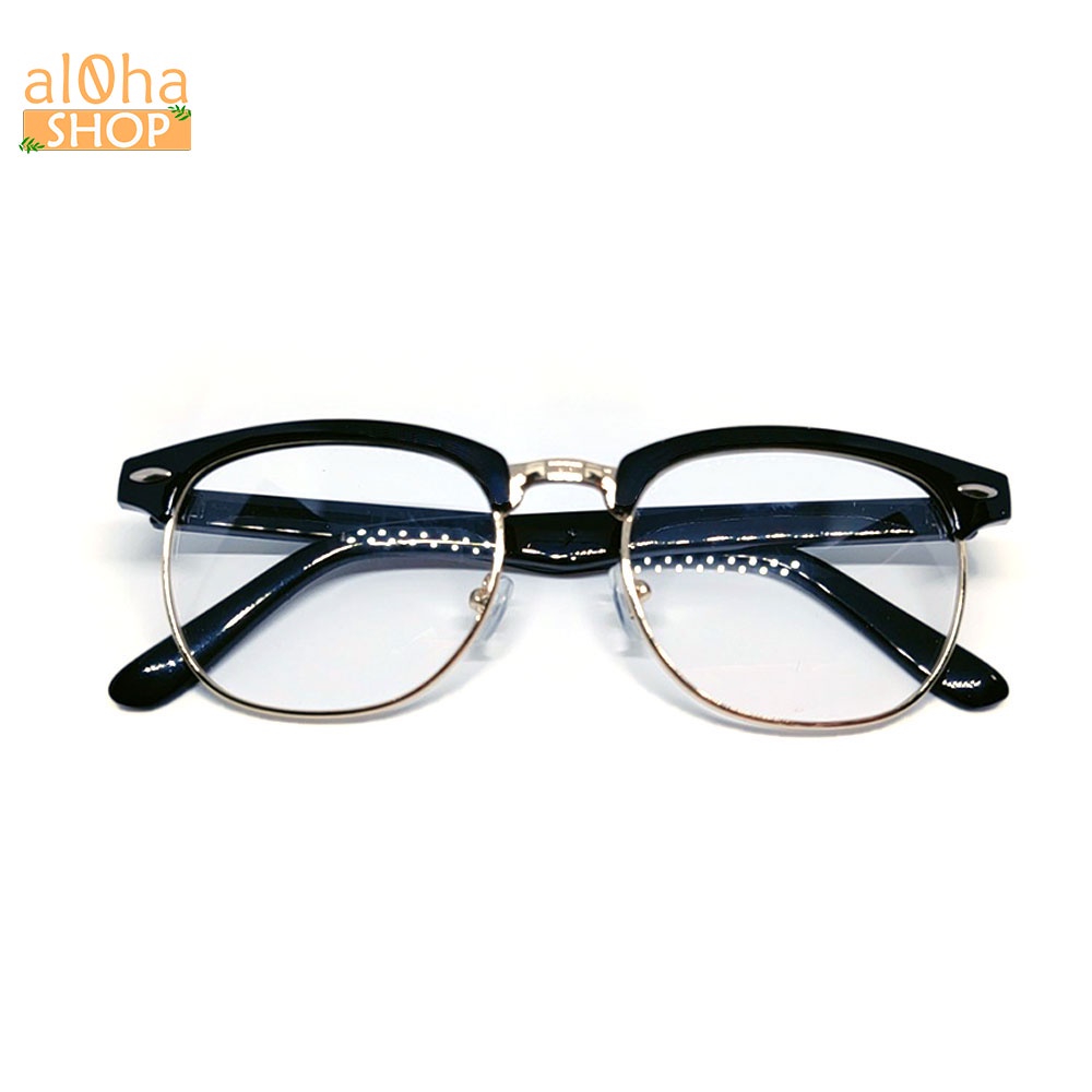 Mắt kính thời trang chống bụi gọng nhựa viền kim loại vuông K3016 unisex nam nữ - al0ha Shop