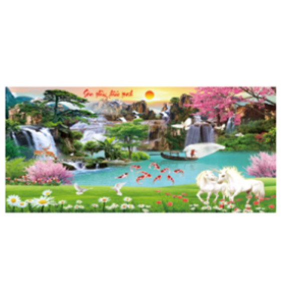 Tranh đính đá lưu thủy sinh tài -DD9185