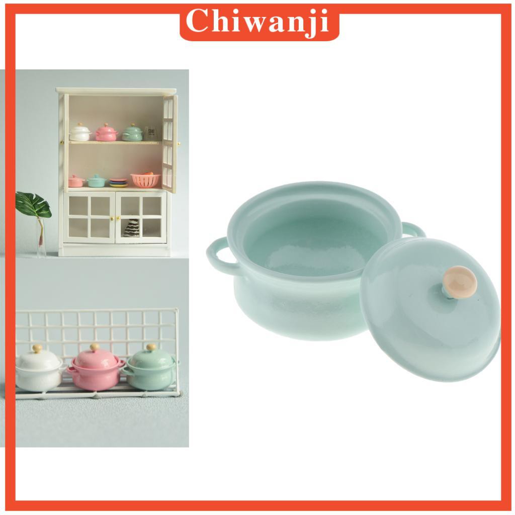 Nồi Nấu Súp Mini Màu Xanh Lá Dùng Trang Trí Nhà Búp Bê 1: 12