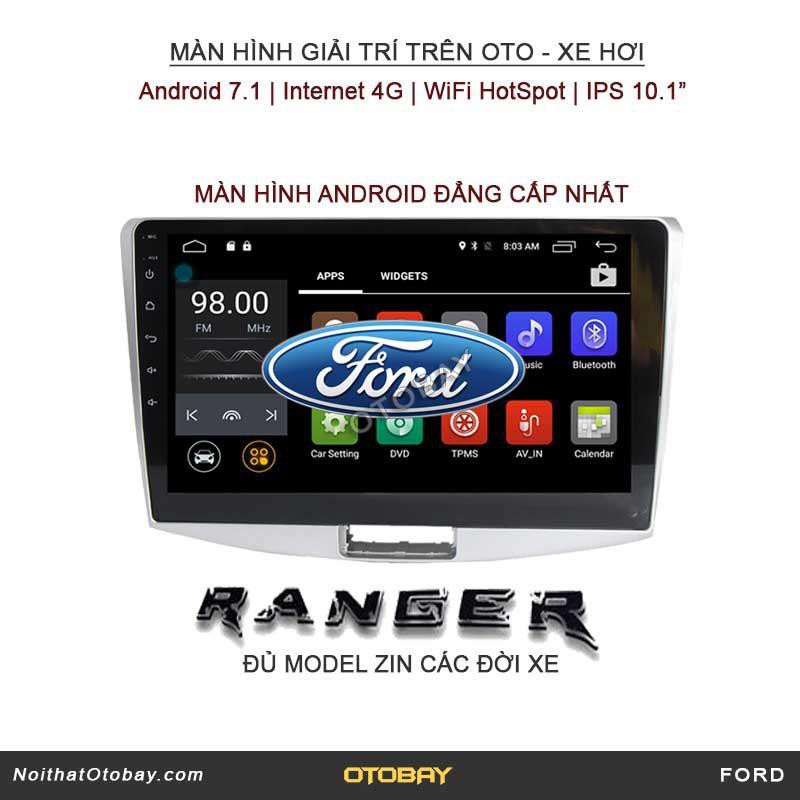 Màn hình Android 10 inch cắm sim 4G cho Ford Ranger 2018-2019 có canbus hiển thị thông tin xe ver 2020