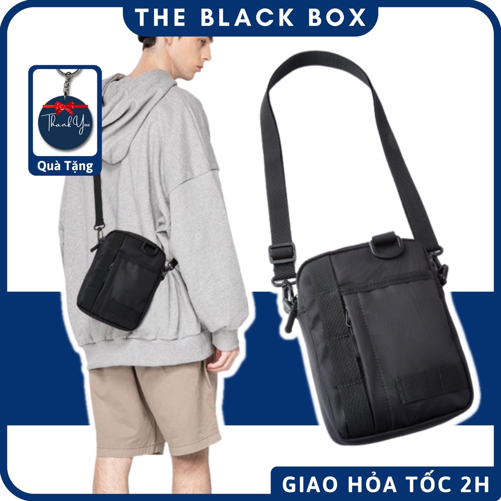 Túi Đeo Chéo Nam Nhỏ Gọn Phong Cách Hàn Quốc Thời Trang Chất Liệu Vải Chống Nước Nhiều Ngăn Tiện Dụng T10- The Black Box