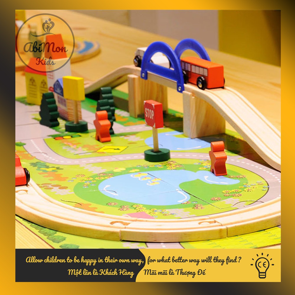Bộ Ghép Mô Hình Giao Thông Thành Phố (40 chi tiết) ☘️ Montessori cao cấp ✨ (Đồ chơi Gỗ - An toàn - Thông minh)