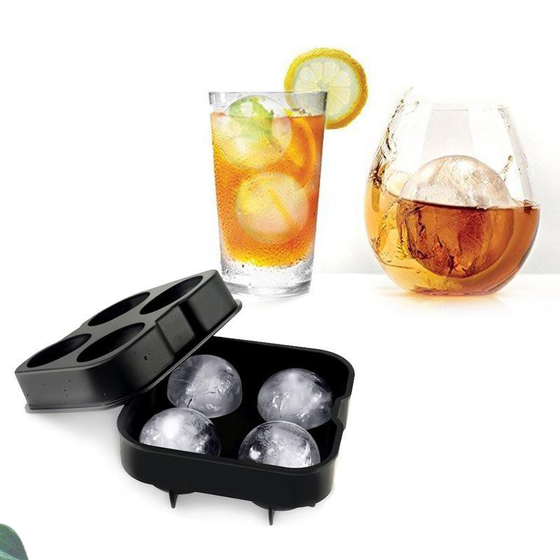 Whiskey Cocktail Ice Cube Maker Mold 4 Large Sphere Mold Silicone