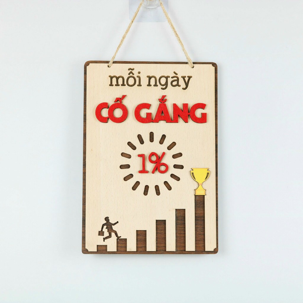 Bảng gỗ trang trí slogan, bảng gỗ tạo động lực in chữ "Cố Gắng" mẫu mới độc đáo