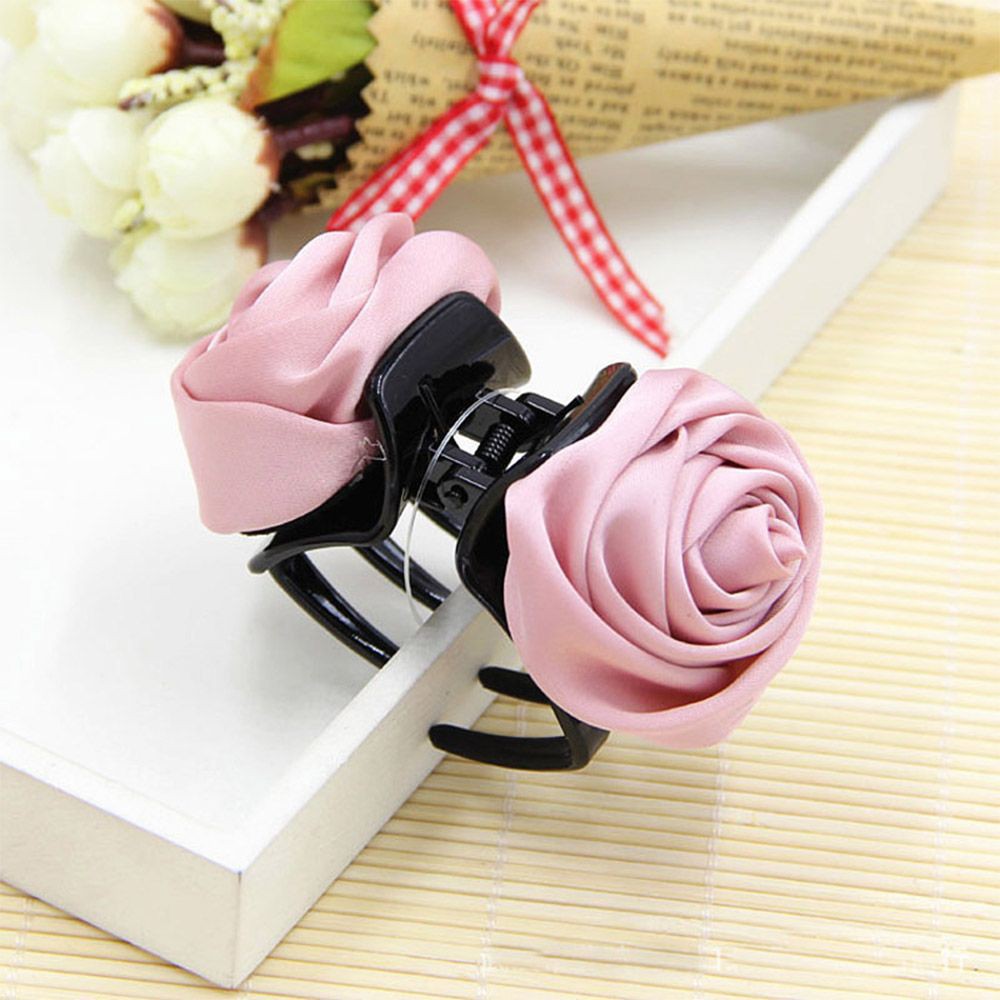 Kẹp tóc hình hoa hồng vải chiffon phong cách Hàn Quốc