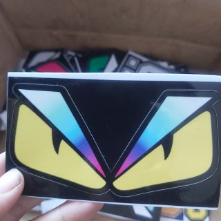 Combo 2 Tem Sticker Con Mắt Fendi Màu Vàng Mới Dán Xe, Hàng Độc Quyền Giá Rẻ