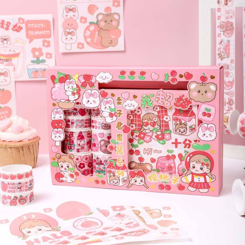 Hình Dán Trẻ Em。 Set Băng Keo Dán Trang Trí Hình Cô Gái Trái Tim Dễ Thương DIY