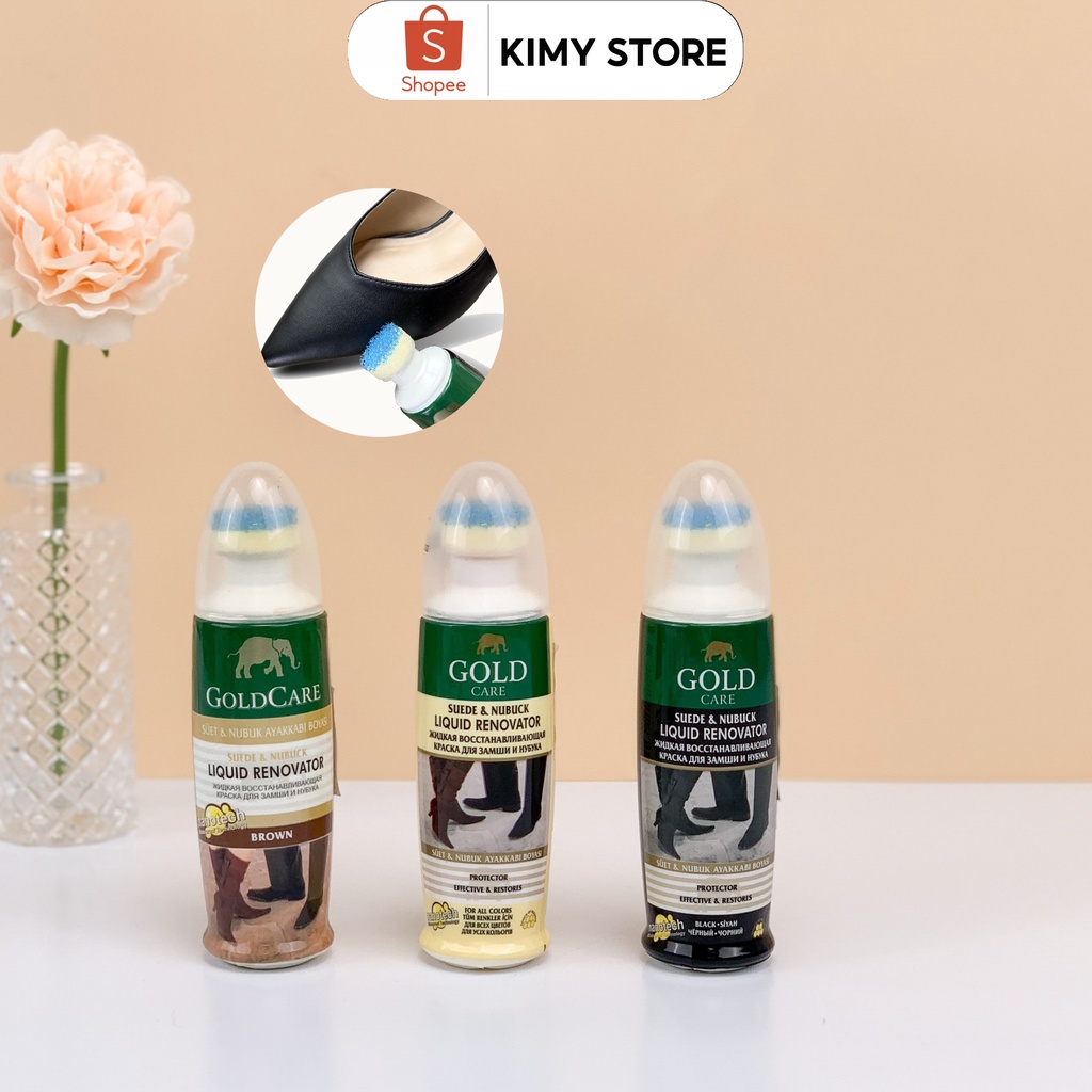 Xi đánh giày dép da lộn dạng nước - Dùng cho cả túi xách da lộn cao cấp GoldCare - Hàng nhập khẩu Thổ Nhĩ Kì