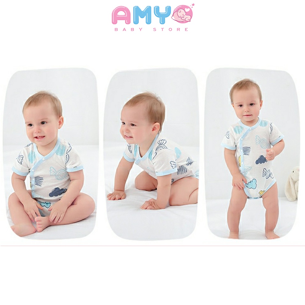 Bodysuit cho bé gái bé trai AMYO bộ body cho bé sơ sinh đầy tháng 3 6 9 12 tháng thôi nôi 11.BDS01.03-1