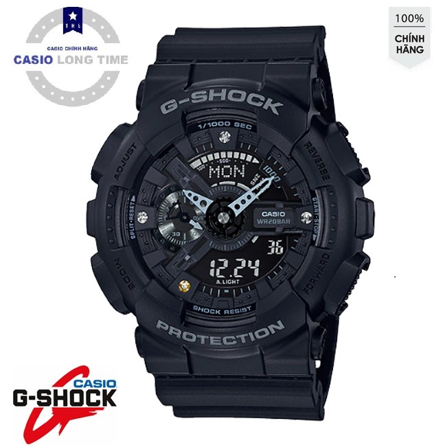 Đồng hồ nam Casio G Shock GA-135DD-1ADF Dây Nhựa Màu Đen - Mặt Đính Đá Kim Cương