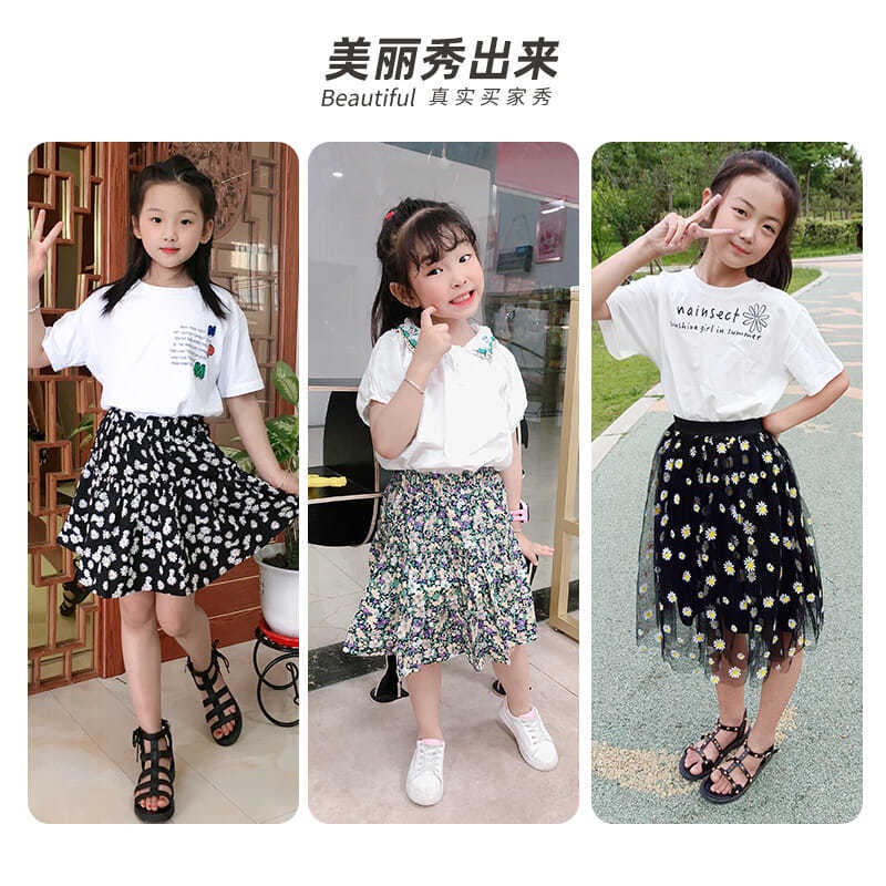 Váy Chiffon Mỏng Dáng Chữ A In Hoa Phong Cách Mới Cho Bé Gái