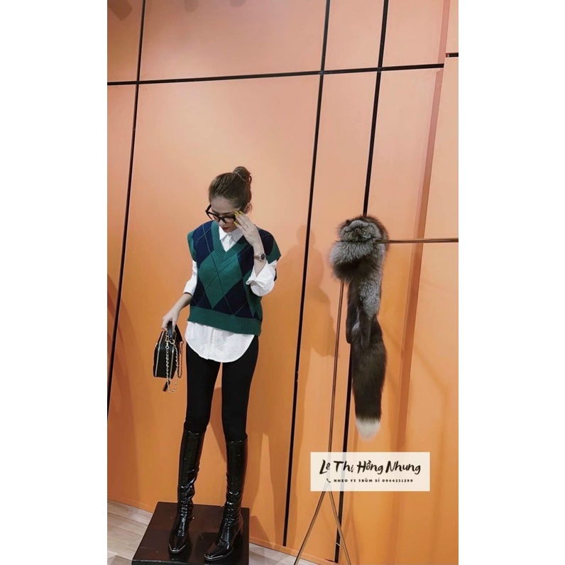 Áo ghile len họa tiết hình thoi phối 3 màu (kèm ảnh thật,video) | BigBuy360 - bigbuy360.vn