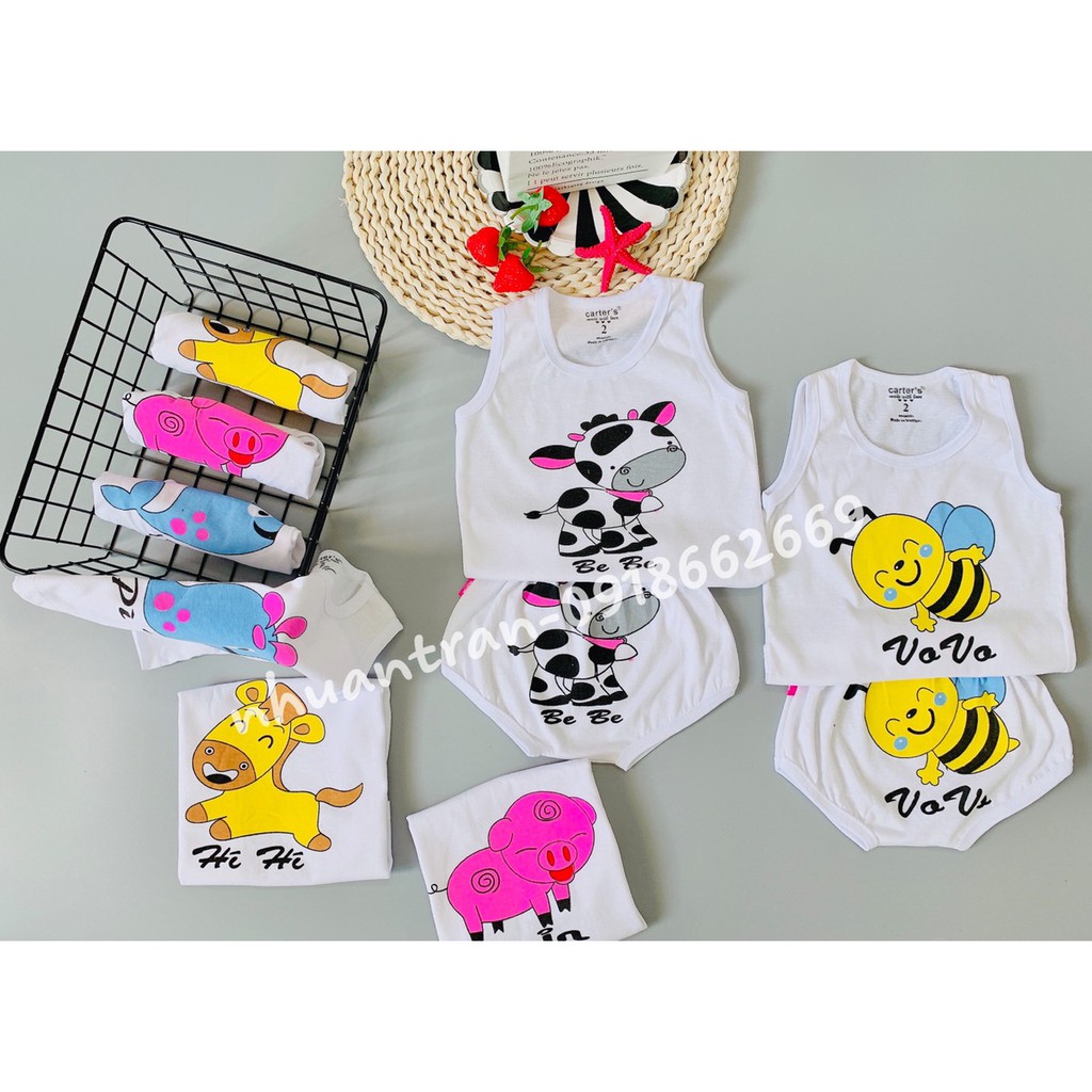 combo 5 Bộ, ba lỗ bé trai/ bé gái, vải 100% cotton loại size size 3-15kg ( sét ba lỗ ong )