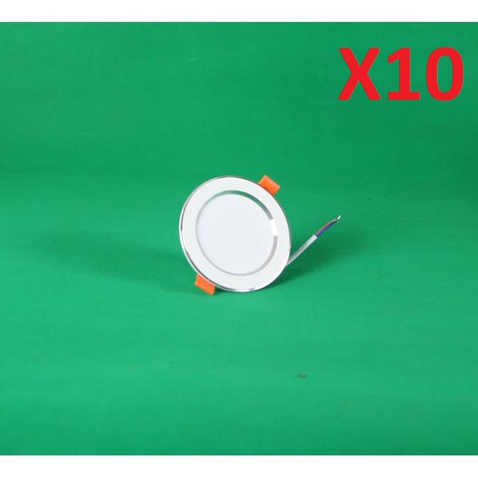 Bộ 10 Đèn LED âm trần đổi màu 7w viền bạc/vàng, đèn trang trí giá rẻ