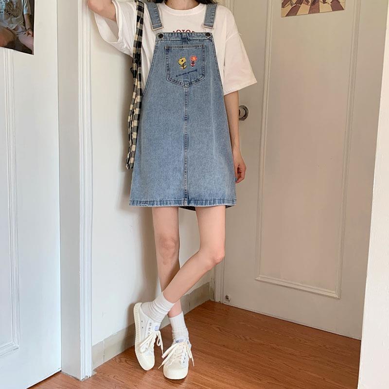 Váy Yếm Denim Ngắn Ôm Dáng Phong Cách Phương Tây Thời Trang Mùa Hè Mới Cho Nữ