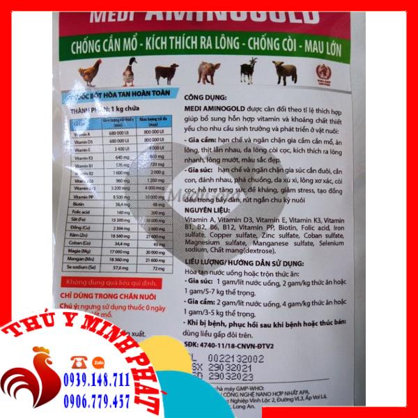 AMINOGOLD CHỐNG CẮN MỔ MAU RA LÔNG gói 100gr