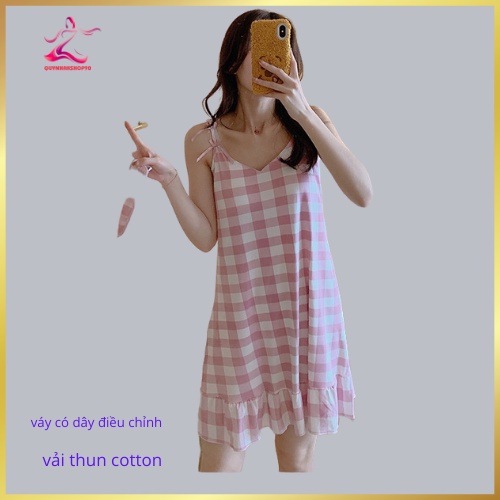 Váy Ngủ, Đầm Mặc Nhà  Hai Dây Chân Xép Li Tặng Kèm Bịt Mắt. | BigBuy360 - bigbuy360.vn