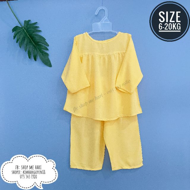 Bộ tole/lanh dài tay màu size 6-20kg ( còn nhiều màu )