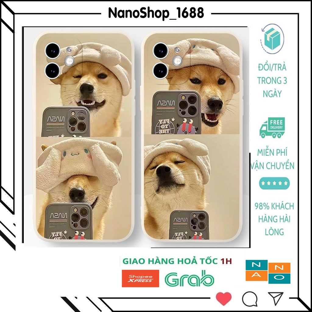 Ốp Lưng Iphone Cạnh Vuông, Bảo Vệ Camera Hình Corgi ip 7Plus,8plus,x,xs,xsmax,11,11promax,12,12promax,13,13promax