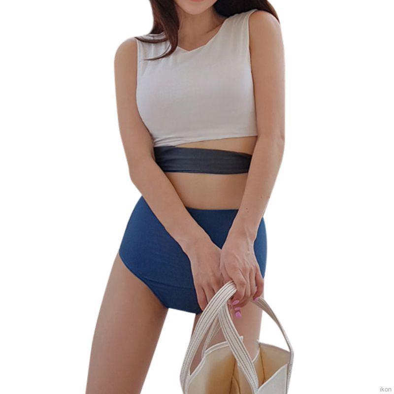 Bộ bikini 2 mảnh eo cao khoét rỗng phối màu thời trang trẻ trung cho nữ