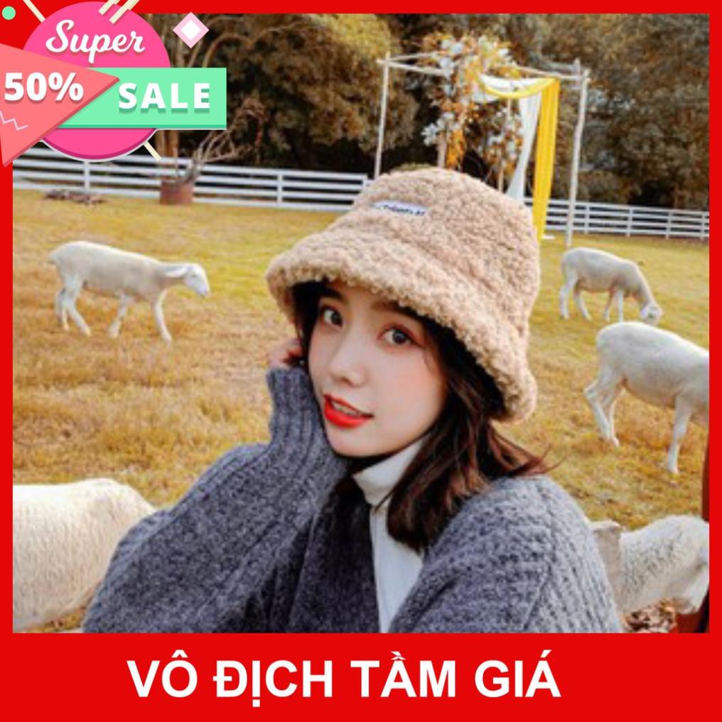 [ Hàng loại 1]Mũ lông chiên bucket retro thời trang hàn quốc mũ lông cừu nữ mềm giữ ấm thu đông ulzzang Đẹp *