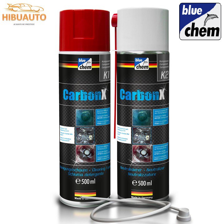 Bộ đôi làm sạch bên trong buồng đốt động cơ BLUECHEM Carbon X 500ml cao cấp