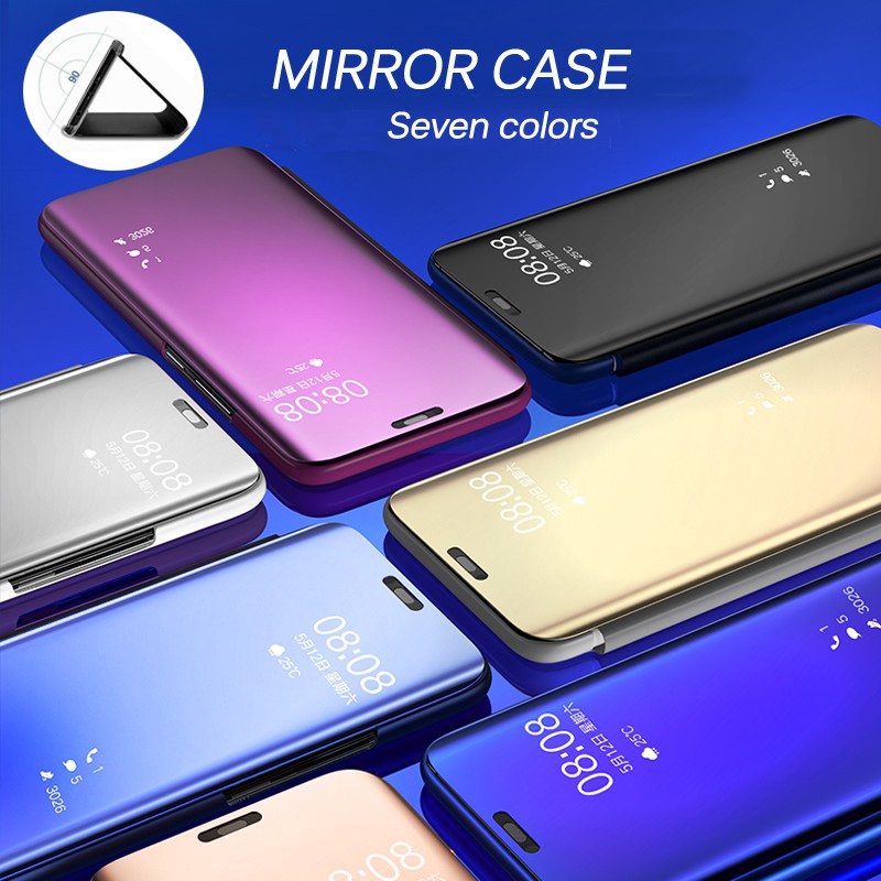 OPPO A31 A92 A9 2020 A52 A3 A3s A5s Reno 2Z 2F Case Clear View Electroplate Mirror Flip Stand Ốp điện thoại