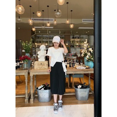 Set Trang Phục ULZZANG Áo Thun Buộc Lệch + Váy Dài - Set Rời - Đủ Size | BigBuy360 - bigbuy360.vn