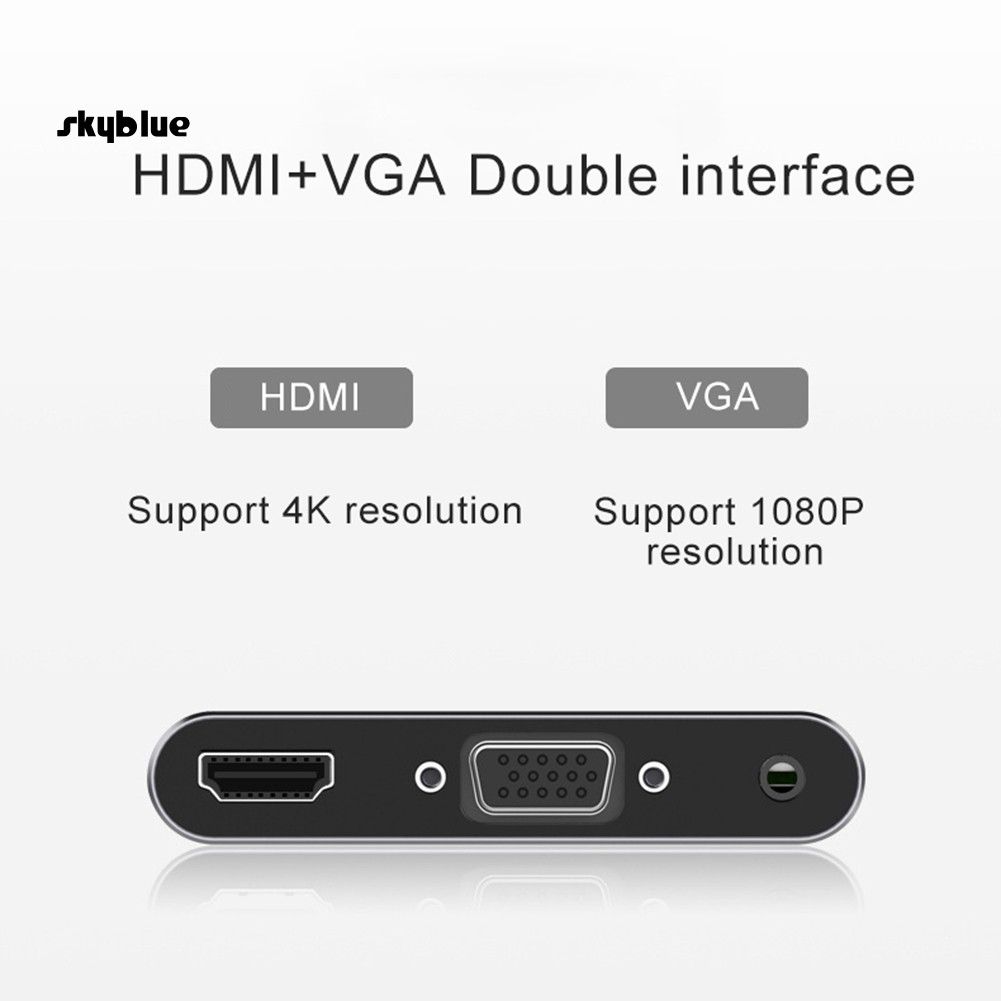 SKBL 5 in 1 USB 3.1 Type-C to 4K HDMI VGA Audio Adapter Cable for PC Laptop Monitor | BigBuy360 - bigbuy360.vn
