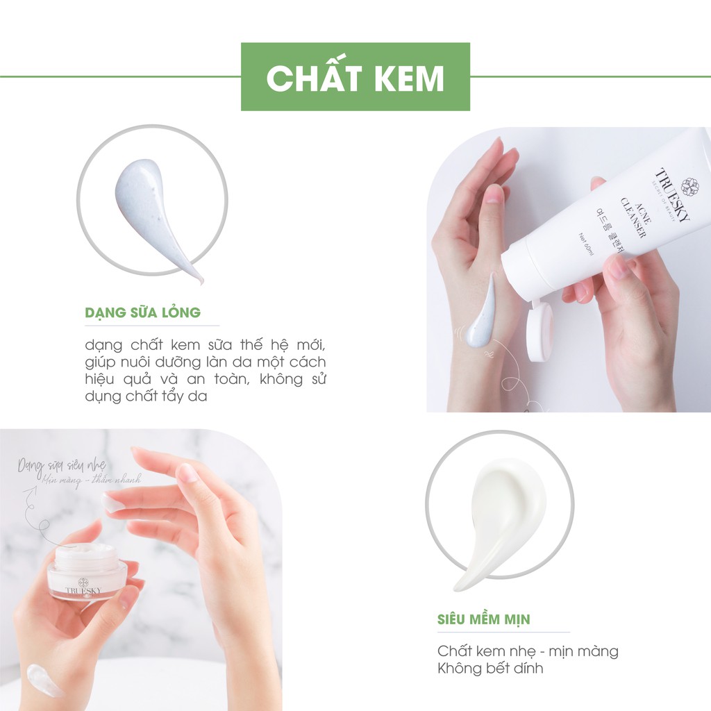 Bộ sản phẩm làm trắng và ngăn ngừa mụn Truesky gồm 1 kem dưỡng trắng da mặt 20g + 1 gel rửa mặt ngừa mụn 50g | BigBuy360 - bigbuy360.vn